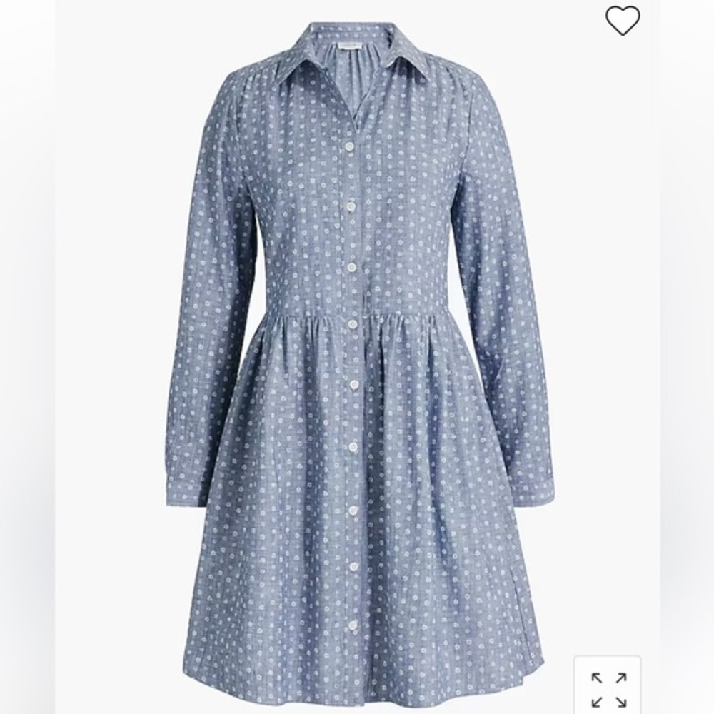 🏷️ J. Crew Printed Chambray Collared Shirt Dress
